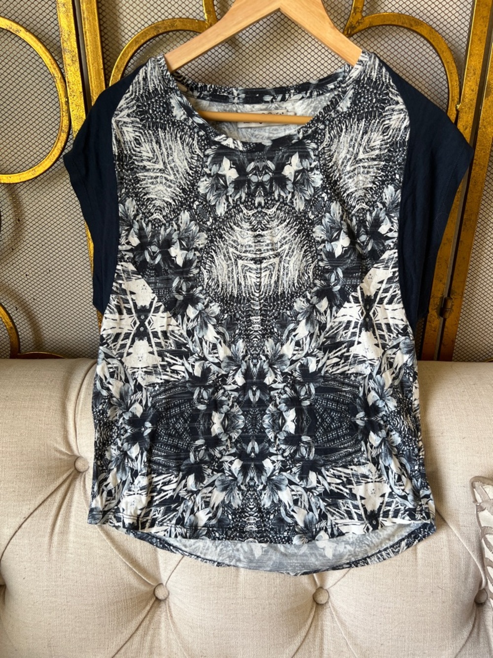 Navy & White Floral Kaleidoscope Raglan Tee by